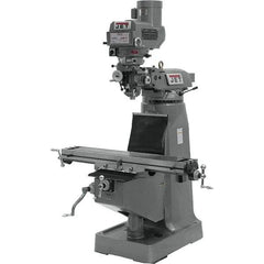 Jet - 9" Table Width x 42" Table Length, Variable Speed Pulley Control, 3 Phase Knee Milling Machine - R8 Spindle Taper, 3 hp - All Tool & Supply