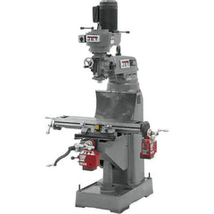 Jet - 7-7/8" Table Width x 35-3/4" Table Length, Step Pulley Control, 1 Phase Knee Milling Machine - R8 Spindle Taper, 1-1/2 hp - All Tool & Supply