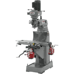 Jet - 7-7/8" Table Width x 35-3/4" Table Length, Step Pulley Control, 3 Phase Knee Milling Machine - R8 Spindle Taper, 1-1/2 hp - All Tool & Supply