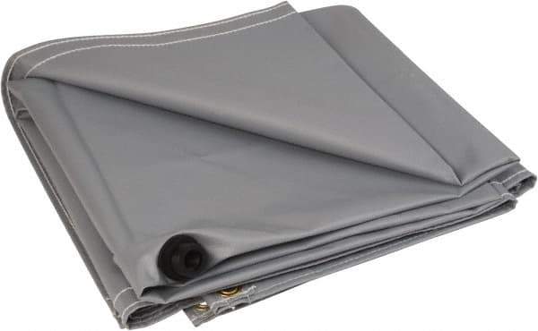 PRO-SAFE - Tarp-Shaped Heavy Duty Flame Retardant Roof Leak Diverter - 7' Long x 7' Wide x 18 mil Thick, Gray - All Tool & Supply