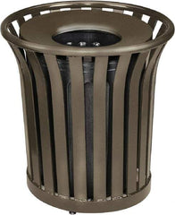 Rubbermaid - 36 Gal Bronze Round Decorative Waste Receptacle With Top - Steel, 826mm High - All Tool & Supply