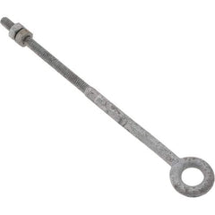 Value Collection - 500 Lb Capacity, Steel, 1/4-20 Thread, Fixed Lifting Eye Bolt - Partially Threaded, 7" Shank, No Shoulder - All Tool & Supply