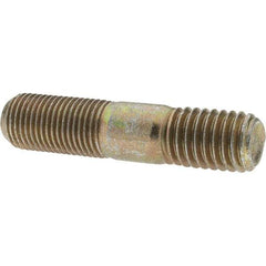 Value Collection - 1/2-20 Long Thread, 1/2-13 Short Thread, 2-1/4" OAL Unequal Double Threaded Stud - Alloy Steel, Zinc Yellow Dichromate Finish, 1-1/16" Long Thread Length, 3/4" Short Thread Length - All Tool & Supply