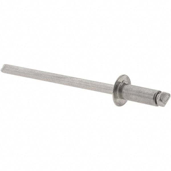 Value Collection - Size 43 Dome Head Stainless Steel Open End Blind Rivet - Stainless Steel Mandrel, 0.126" to 0.187" Grip, 1/4" Head Diam, 0.129" to 0.133" Hole Diam, 0.337" Length Under Head, 1/8" Body Diam - All Tool & Supply