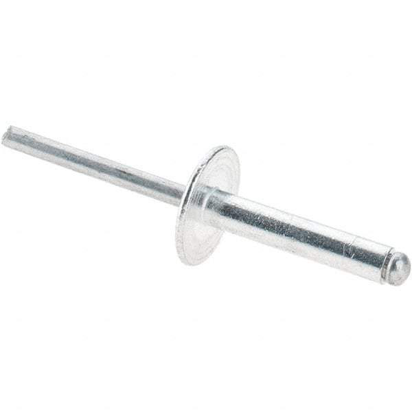 Value Collection - Size 612 Large Flange Dome Head Aluminum Open End Blind Rivet - Aluminum Mandrel, 0.626" to 3/4" Grip, 5/8" Head Diam, 0.192" to 0.196" Hole Diam, 0.95" Length Under Head, 3/16" Body Diam - All Tool & Supply