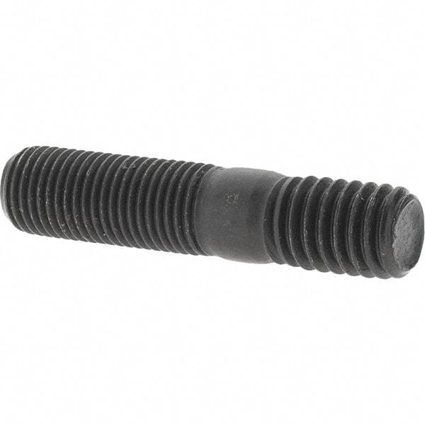 Value Collection - 3/8-24 Long Thread, 3/8-16 Short Thread, 1-3/4" OAL Unequal Double Threaded Stud - Steel, Uncoated, 1" Long Thread Length, 9/16" Short Thread Length - All Tool & Supply