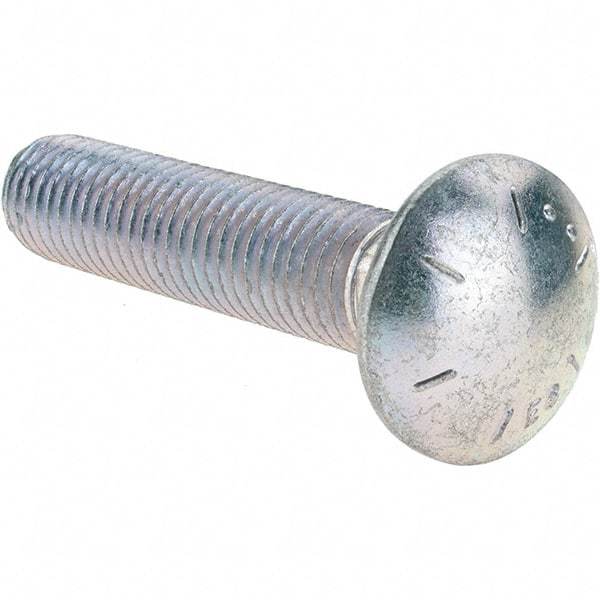 Value Collection - 5/8-11 UNC 3" Length Under Head, Standard Square Neck, Carriage Bolt - Grade 8 Alloy Steel, Zinc Trivalent Chromate Finish - All Tool & Supply