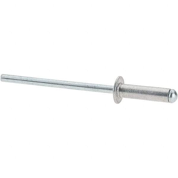 Value Collection - Size 45 Dome Head Aluminum Open End Blind Rivet - Steel Mandrel, 0.251" to 0.312" Grip, 1/4" Head Diam, 0.129" to 0.133" Hole Diam, 0.462" Length Under Head, 1/8" Body Diam - All Tool & Supply