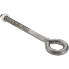 Value Collection - 1/2-13, Stainless Steel Wire Turned Open Eye Bolt - 4" Thread Length, 1" ID, 6" Shank Length - All Tool & Supply