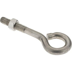 Value Collection - 3/8-16, Stainless Steel Wire Turned Open Eye Bolt - 1-1/2" Thread Length, 3/4" ID, 2-1/2" Shank Length - All Tool & Supply