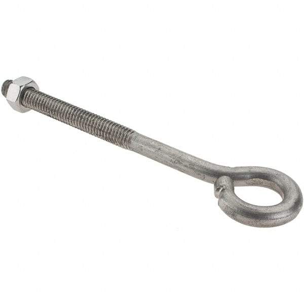 Value Collection - 5/16-18, Stainless Steel Wire Turned Open Eye Bolt - 2-1/2" Thread Length, 5/8" ID, 4" Shank Length - All Tool & Supply