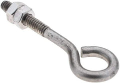 Value Collection - 1/4-20, Stainless Steel Wire Turned Open Eye Bolt - 1-1/4" Thread Length, 1/2" ID, 2" Shank Length - All Tool & Supply