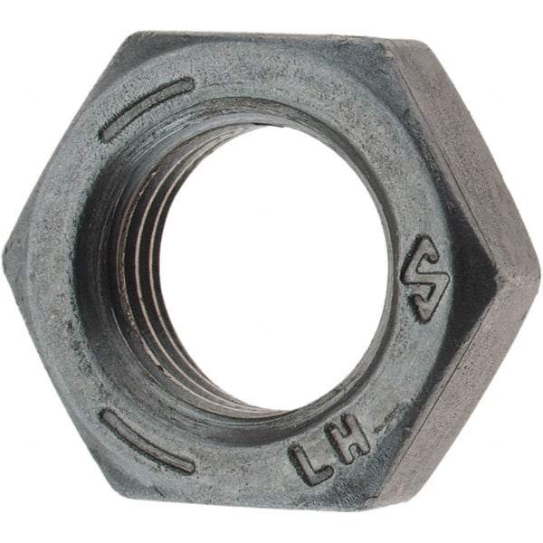 Value Collection - 3/8-24 UNF Steel Left Hand Hex Jam Nut - 9/16" Across Flats, 0.2188" High, Zinc Clear Finish - All Tool & Supply