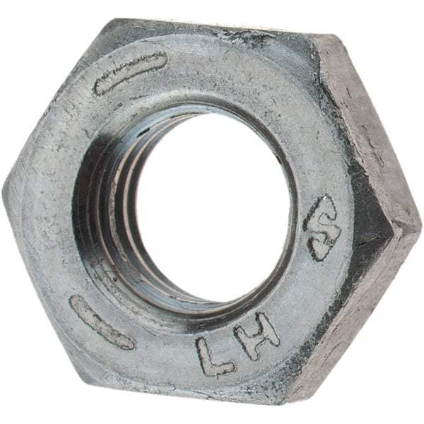 Value Collection - 1/4-28 UNF Steel Left Hand Hex Jam Nut - 7/16" Across Flats, 0.1562" High, Zinc Clear Finish - All Tool & Supply