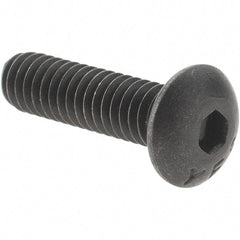 Value Collection - #8-32 UNC Hex Socket Drive, Button Screw - Alloy Steel, Black Oxide Finish, Fully Threaded, 5/8" Length Under Head - All Tool & Supply