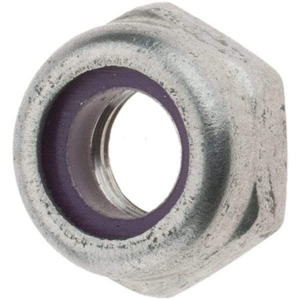 Value Collection - 1/4-28 UNF 18-8 Hex Lock Nut with Nylon Insert - 7/16" Width Across Flats, 13/64" High, Uncoated - All Tool & Supply