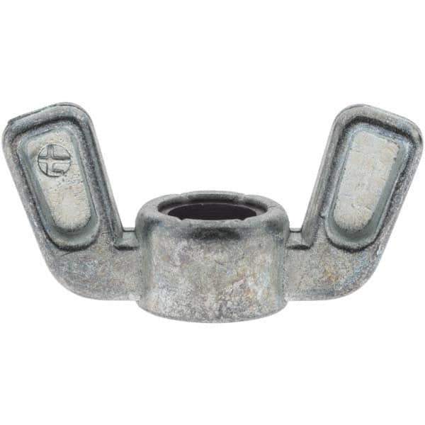 Value Collection - 3/8-16 UNC, Zinc Plated, Zinc Alloy Nylon-Insert Locking Wing Nut - Grade 2, 1-1/2" Wing Span, 0.718" Wing Span - All Tool & Supply