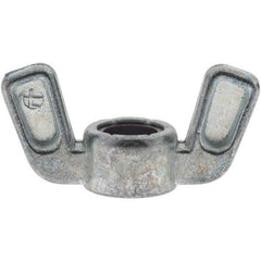 Value Collection - 3/8-16 UNC, Zinc Plated, Zinc Alloy Nylon-Insert Locking Wing Nut - Grade 2, 1-1/2" Wing Span, 0.718" Wing Span - All Tool & Supply