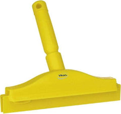 Vikan - 10" Rubber Blade Floor Squeegee - Double Edge, Yellow, Plastic Holder - All Tool & Supply