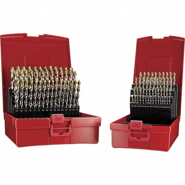 DORMER - 1 to 10mm, 118° Point, TiN Finish, High Speed Steel Jobber Length Drill Bit Set - All Tool & Supply