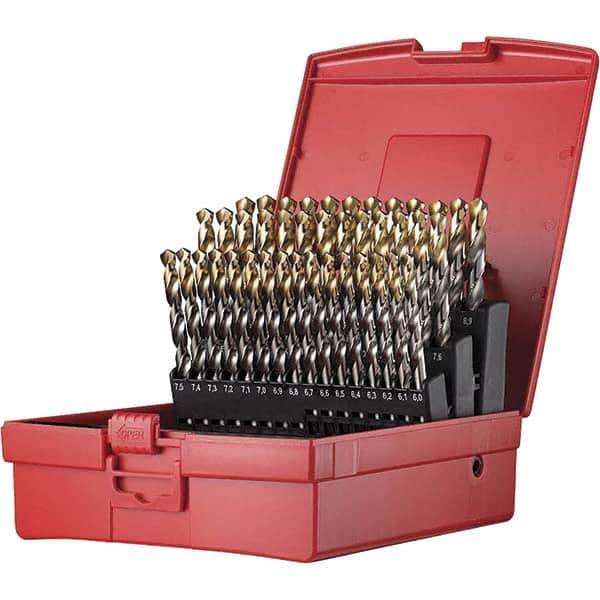 DORMER - 6 to 10mm, 118° Point, TiN Finish, High Speed Steel Jobber Length Drill Bit Set - All Tool & Supply