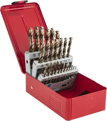 DORMER - 1 to 13mm, 135° Point, Bronze Finish, Cobalt Jobber Length Drill Bit Set - All Tool & Supply