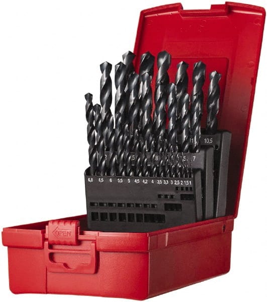 DORMER - 1 to 13mm, 118° Point, Oxide Finish, High Speed Steel Jobber Length Drill Bit Set - Exact Industrial Supply