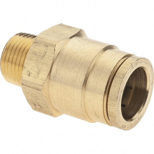 Parker - 5/8" Outside Diam, 3/8 NPTF, Brass Push-to-Connect Tube Male Connector - Tube to Male NPT Connection, Nitrile O-Ring - All Tool & Supply