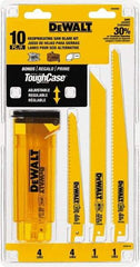 DeWALT - 10 Pieces, 6" to 9" Long x 0.04" Thickness, Bi-Metal Reciprocating Saw Blade Set - Straight Profile, 6 to 18 Teeth, Toothed Edge - All Tool & Supply