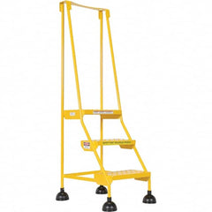 3-Step Ladder: Steel, Type IA Commercial Spring Loaded Ladder, 21-1/8″ Base Width x 28-11/16″ Base Depth, Perforated Tread