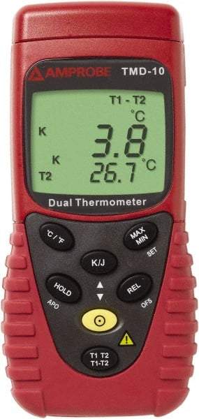 Amprobe - -328 to 2,498°F Temperature Recorder - 5 digit LCD Display, K Thermocouple Sensor, 9V Battery Power - All Tool & Supply