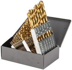 Chicago-Latrobe - 1/16 to 1/2", 135° Point, TiN Finish, Cobalt Jobber Length Drill Bit Set - All Tool & Supply