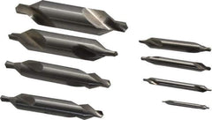 Chicago-Latrobe - 8 Piece, #1 to 8, 1/8 to 3/4" Body Diam, 3/64 to 5/16" Point Diam, Plain Edge, High Speed Steel Combo Drill & Countersink Set - 60° Incl Angle, 1/8 to 3-1/2" OAL, Double End, 217 Series Compatibility - All Tool & Supply