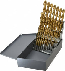 Chicago-Latrobe - 1/16 to 1/2", 135° Point, TiN Finish, High Speed Steel Jobber Length Drill Bit Set - All Tool & Supply