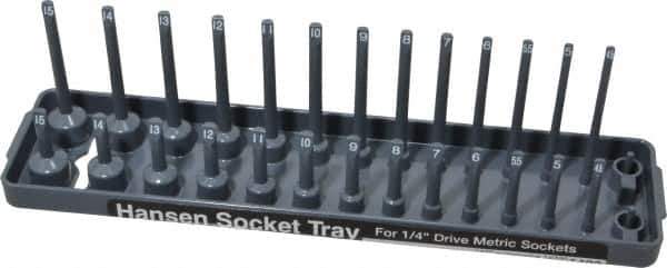 Made in USA - 28 Piece Capacity Deep & Shallow Metric Socket Tray - 1/4" Drive, Gray - All Tool & Supply