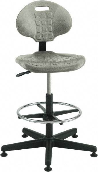 Bevco - 21 to 31" High Adjustable Height Swivel Stool - 27" Wide x 27" Deep, Polyurethane Seat, Gray - All Tool & Supply