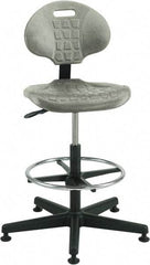 Bevco - 21 to 31" High Adjustable Height Swivel Stool - 27" Wide x 27" Deep, Polyurethane Seat, Gray - All Tool & Supply