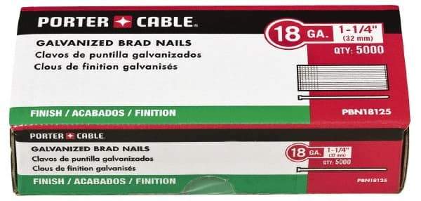 Porter-Cable - 18 Gauge 1-3/4" Long Brad Nails for Power Nailers - Grade 2 Steel, Galvanized Finish, Straight Stick Collation, Brad Head, Chisel Point - All Tool & Supply