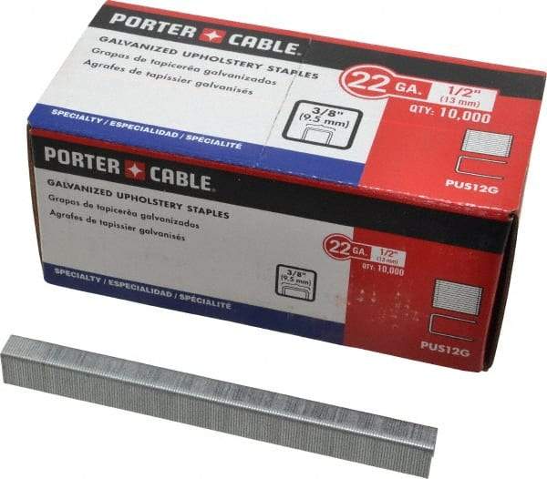 Porter-Cable - 1/2" Long x 3/8" Wide, 22 Gauge Crowned Construction Staple - Grade 2 Steel, Galvanized Finish - All Tool & Supply