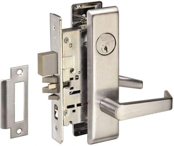 Yale - Extra Heavy Duty Privacy Lever Lockset - 2-3/4" Back Set, Satin Chrome Finish - All Tool & Supply