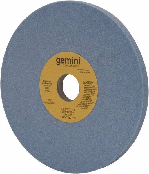 Norton - 8" Diam x 1-1/4" Hole x 1/2" Thick, K Hardness, 60 Grit Surface Grinding Wheel - Aluminum Oxide, Type 1, Medium Grade, 3,600 Max RPM, No Recess - All Tool & Supply