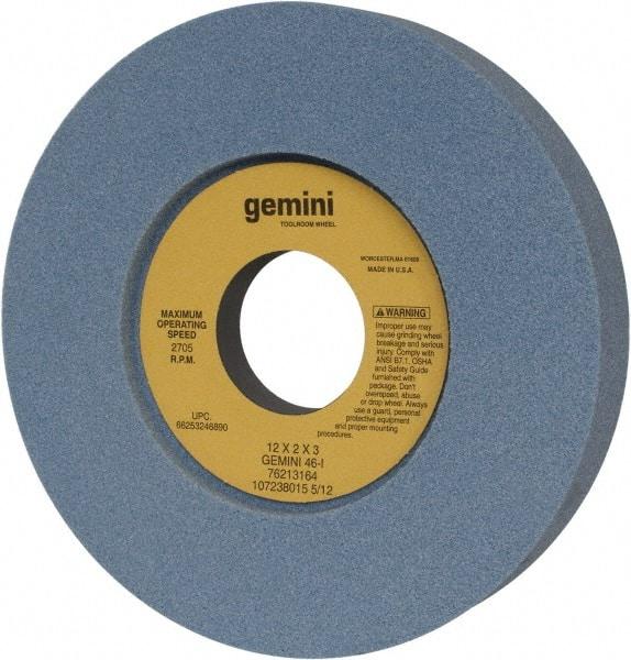 Norton - 12" Diam x 3" Hole x 2" Thick, I Hardness, 46 Grit Surface Grinding Wheel - Aluminum Oxide, Type 7, Coarse Grade, 2,705 Max RPM, Two-Side Recess - All Tool & Supply