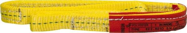 Lift-All - 3' Long x 1" Wide, 3,200 Lb Vertical Capacity, 2 Ply, Polyester Web Sling - 2,500 Lb Choker Capacity, Yellow - All Tool & Supply