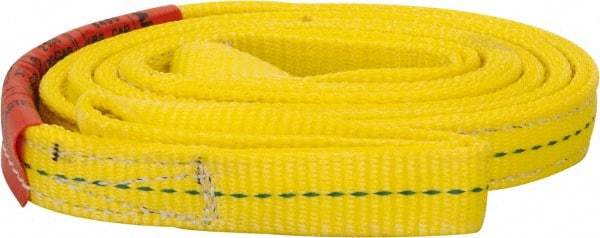 Lift-All - 8' Long x 1" Wide, 3,200 Lb Vertical Capacity, 2 Ply, Polyester Web Sling - 2,500 Lb Choker Capacity, Yellow - All Tool & Supply