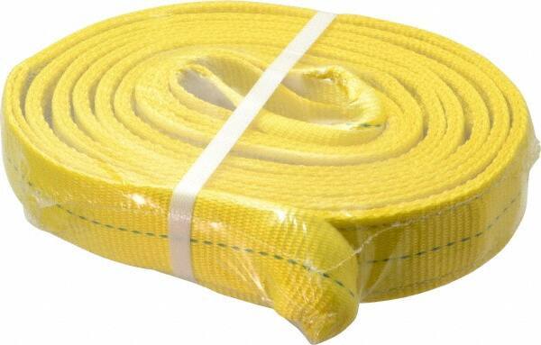 Lift-All - 14' Long x 2" Wide, 6,400 Lb Vertical Capacity, 2 Ply, Polyester Web Sling - 5,000 Lb Choker Capacity, Yellow - All Tool & Supply