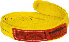 Lift-All - 20' Long x 2" Wide, 6,400 Lb Vertical Capacity, 2 Ply, Polyester Web Sling - 5,000 Lb Choker Capacity, Yellow - All Tool & Supply