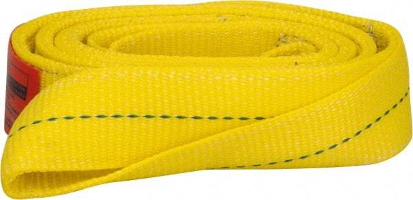 Lift-All - 6' Long x 2" Wide, 6,400 Lb Vertical Capacity, 2 Ply, Polyester Web Sling - 5,000 Lb Choker Capacity, Yellow - All Tool & Supply