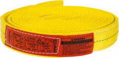 Lift-All - 20' Long x 2" Wide, 6,400 Lb Vertical Capacity, 2 Ply, Polyester Web Sling - 5,000 Lb Choker Capacity, Yellow - All Tool & Supply