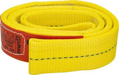 Lift-All - 4' Long x 2" Wide, 6,400 Lb Vertical Capacity, 2 Ply, Polyester Web Sling - 5,000 Lb Choker Capacity, Yellow - All Tool & Supply