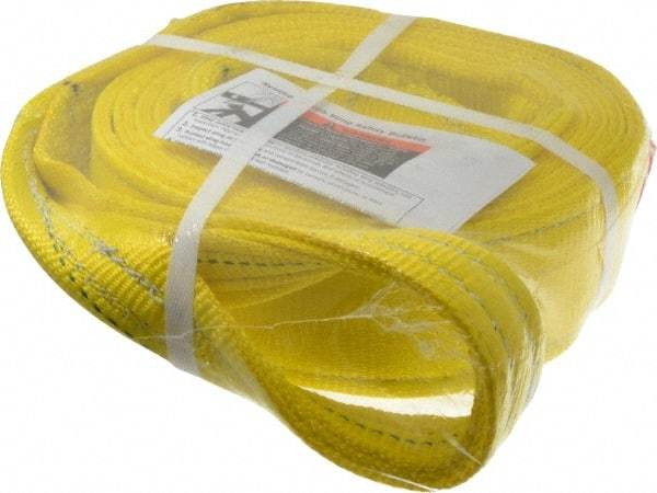 Lift-All - 12' Long x 3" Wide, 8,600 Lb Vertical Capacity, 2 Ply, Polyester Web Sling - 6,900 Lb Choker Capacity, Yellow - All Tool & Supply